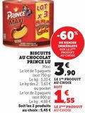 BISCUITS AU CHOCOLAT PRINCE LU  offre à 3,9€ sur Super U