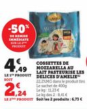 Cossettes de mozzarella au lait pasteurise les delices d'amelle offre à 4,49€ sur Super U