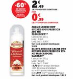 Crème legere uht sucree sous pression 28% mg Président offre à 2,49€ sur Super U