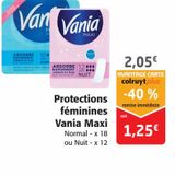 Protections féminines Vania Maxi offre à 1,25€ sur Colruyt