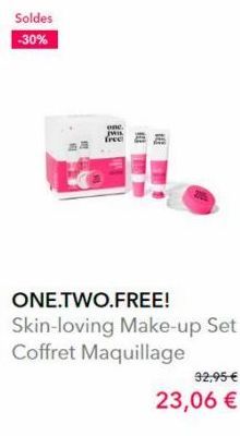Soldes -30%  ww  one.  JWIL  free  ONE.TWO.FREE! Skin-loving Make-up Set Coffret Maquillage  92,95 €  23,06 € 