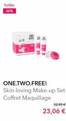 soldes -30%  ww  one.  jwil  free  one.two.free! skin-loving make-up set coffret maquillage  92,95 €  23,06 € 