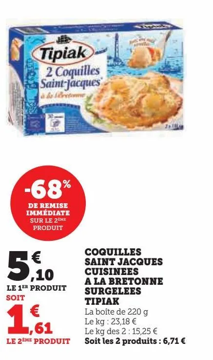 coquilles saint jacques cuisinees a la bretonne surgelees tipiak