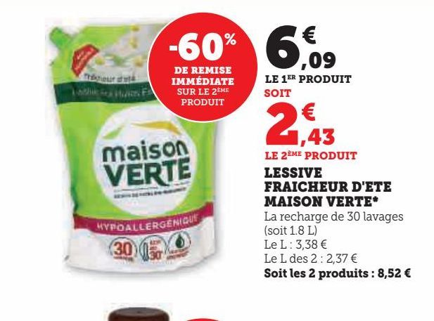 LESSIVE FRAICHEUR D'ETE MAISON VERTE 