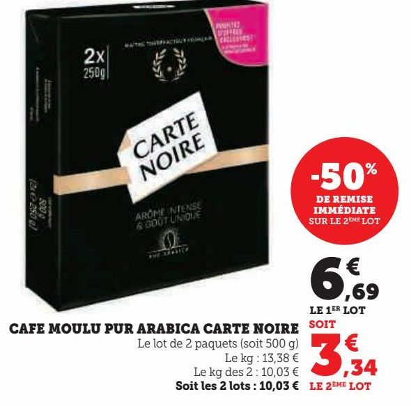 CAFE MOULU PUR ARABICA CARTE NOIRE