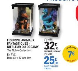 FIGURINE ANIMAUX FANTASTIQUES - NIFFLEUR OU OCCAMY The Noble Collection  En PVC.  Hauteur: 17 cm env.  L'UNITÉ  32  ,90  PRIX PAYÉ EN CAISSE L'UNITÉ  25%90  TICKET E.LECLERC  COMPRIS  achat E. Lockers