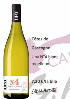 UBY  UBY  N4  Côtes de  Gascogne  Uby N°4 blanc moelleux  A 