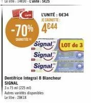 bo  l'unité : 6€34  je cagnotte  -70% 4644  autres variétés disponibles  le litre: 28€18  s  signal lot de 3  signal  signal 