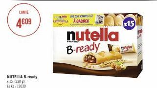 LUNITE  4009  NUTELLA B-ready x 15 (330) Lekg: 12€19  300 000 ACT2 À CAGNER  nutella B-ready  x15  nutelka 