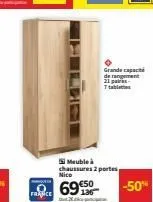 france  meuble à  chaussures 2 portes nico  69  €50  grande capacité de rangement 21 paires  7 tableto  -50% 