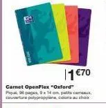 19  11 €70  carnet openflex "oxford" piqul, 96 pages, 9 x 14 cm, petits cameaux couverture polypropylina, coloris au choix 