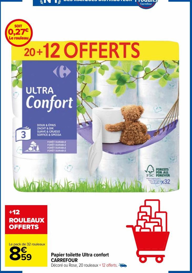 Papier toilette Ultra confort CARREFOUR
