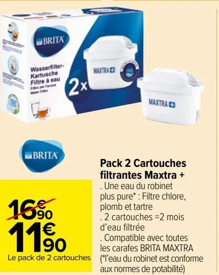 pack 2 cartouches filtrantes maxtra +