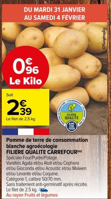 Pomme de terre de consommation blanche agroécologie FILIERE QUALITE CARREFOUR