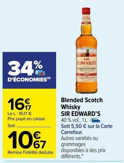 blended scotch whisky sir edward’s