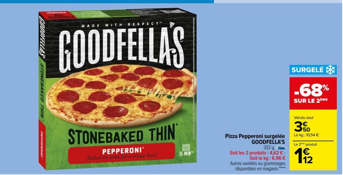 Pizza Pepperoni surgelée GOODFELLA’S