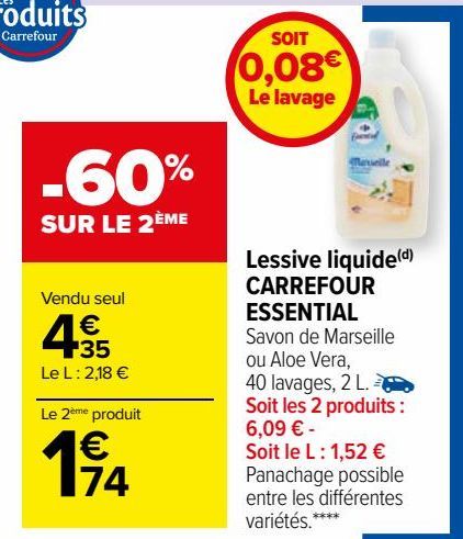 Lessive liquide CARREFOUR ESSENTIAL