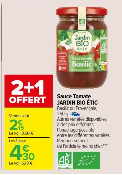 Sauce Tomate JARDIN BIO ÉTIC