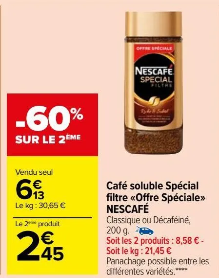 café soluble spécial filtre «offre spéciale» nescafé