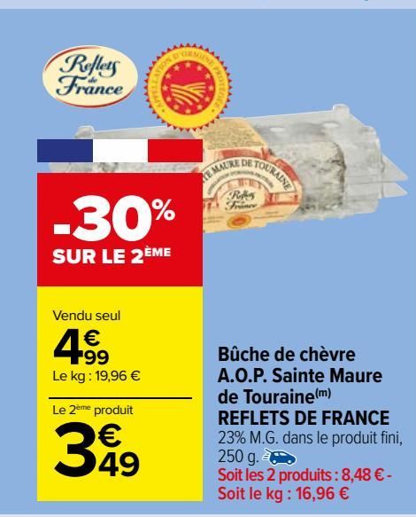 Bûche de chèvre A.O.P. Sainte Maure de Touraine REFLETS DE FRANCE