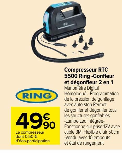 Compresseur RTC 5500 Ring -Gonfleur et dégonfleur 2 en 1