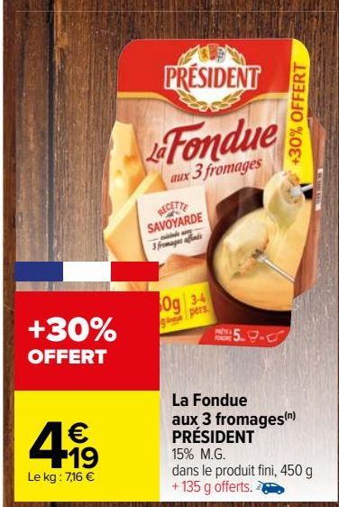 La Fondue aux 3 fromages PRÉSIDENT