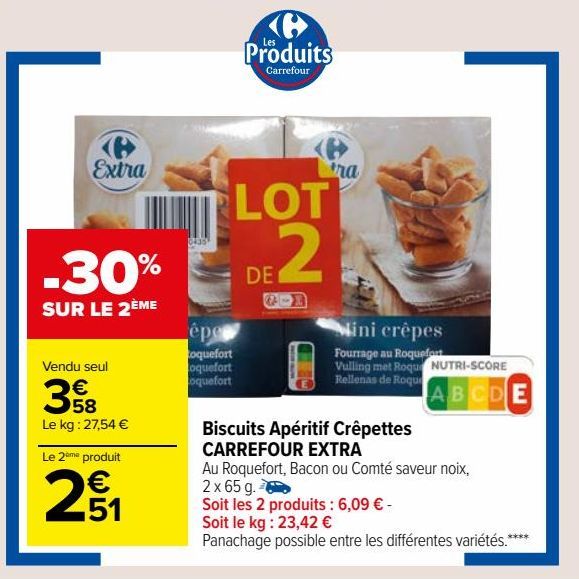 Biscuits Apéritif Crêpettes CARREFOUR EXTRA