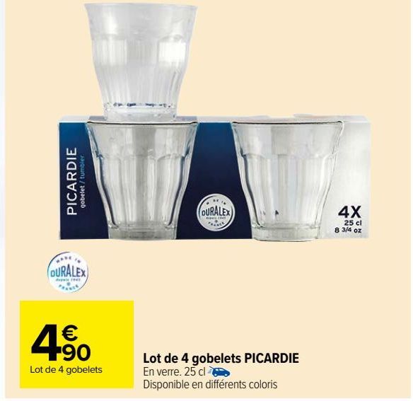 Lot de 4 gobelets PICARDIE