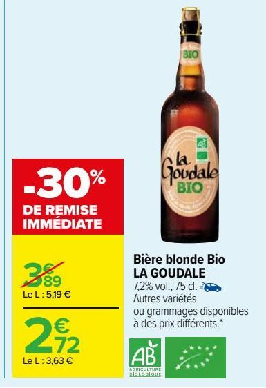 Bière blonde Bio LA GOUDALE