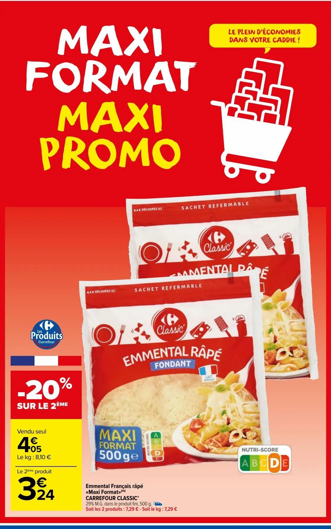 emmental français râpé «maxi format» carrefour classic