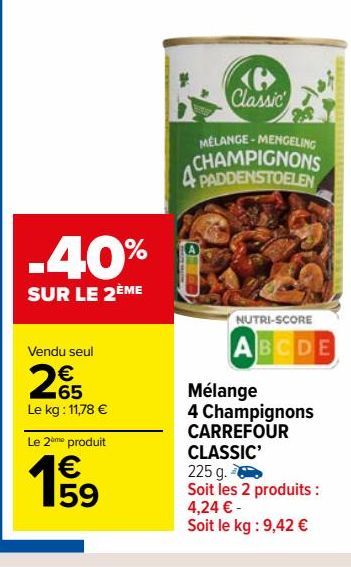 Mélange 4 Champignons CARREFOUR CLASSIC’