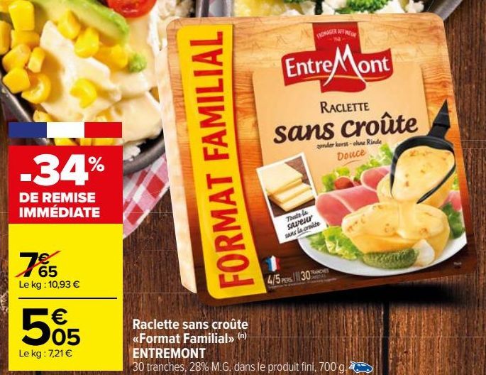 Raclette sans croûte «Format Familial»  ENTREMONT