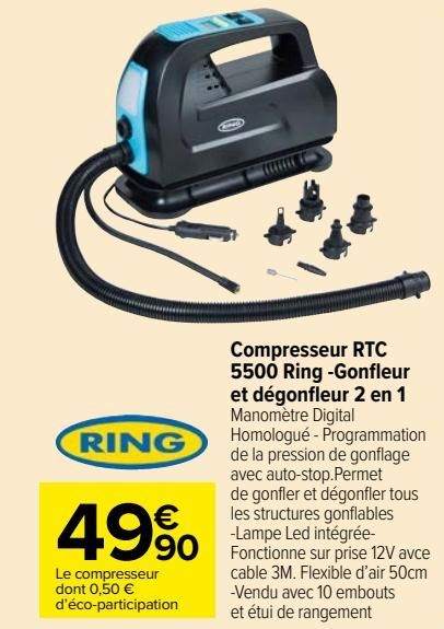 Compresseur RTC 5500 Ring -Gonfleur et dégonfleur 2 en 1