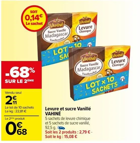 levure et sucre vanillé vahiné