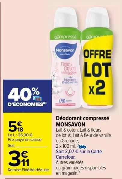 déodorant compressé monsavon