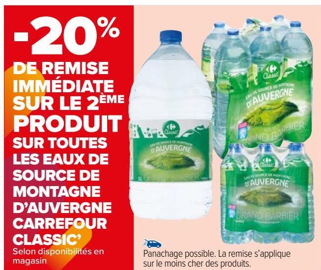 TOUTES  LES EAUX DE  SOURCE DE  MONTAGNE  D’AUVERGNE  CARREFOUR  CLASSIC’