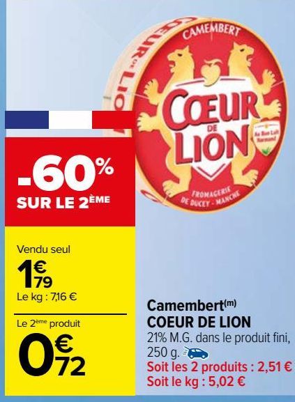 Camembert(m)  COEUR DE LION