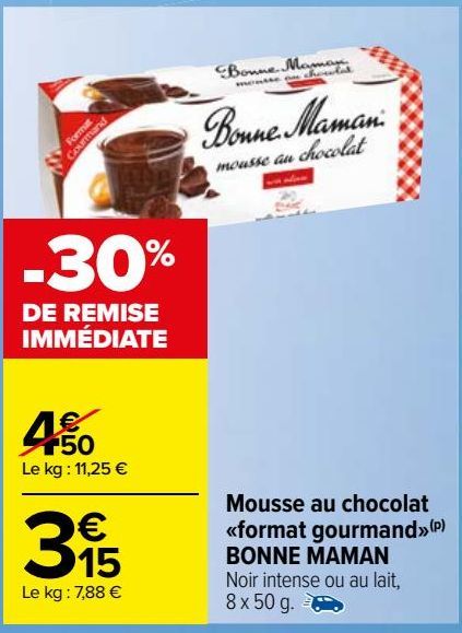  Mousse au chocolat  «format gourmand»(p) BONNE MAMAN