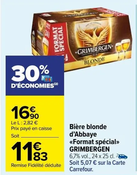 bière blonde d’abbaye «format spécial» grimbergen