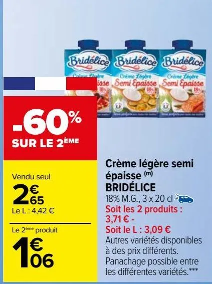 crème légère semi épaisse (m) bridélice