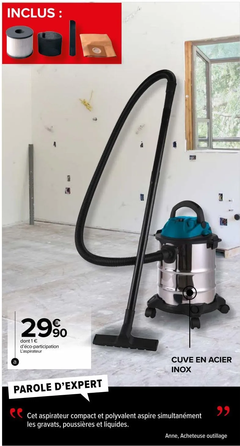 aspirateur eau et poussière 15l