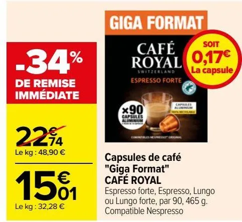 capsules de café "giga format" café royal