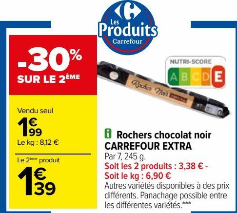 Rochers chocolat noir CARREFOUR EXTRA