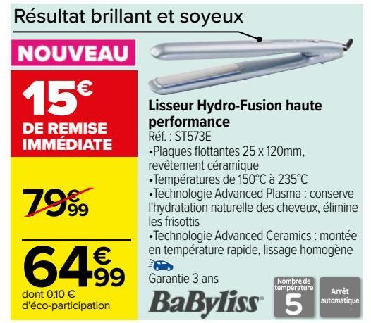 Lisseur Hydro-Fusion haute performance  Babyliss