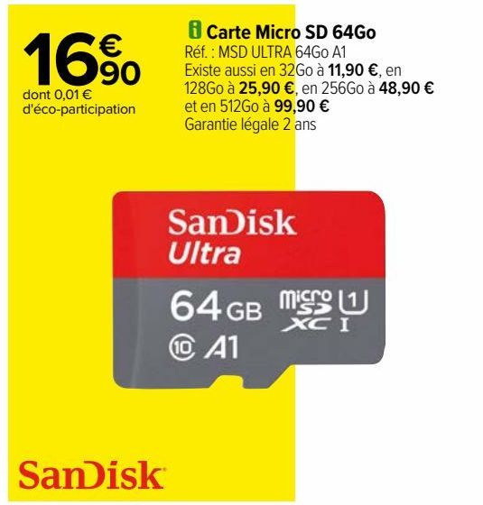 Carte Micro SD 64Go SanDisk