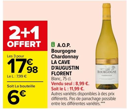 A.O.P. Bourgogne Chardonnay LA CAVE D'AUGUSTIN FLORENT