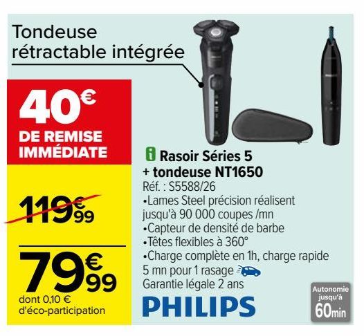 Rasoir Séries 5 + tondeuse NT1650 Philips
