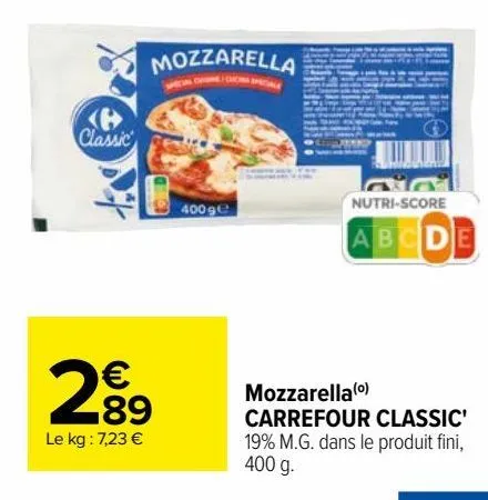mozzarella carrefour classic'