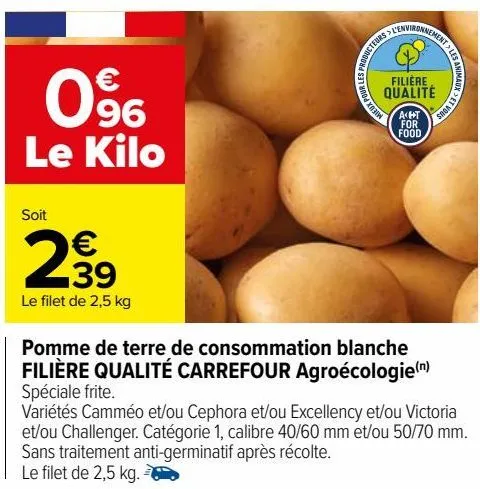 pomme de terre de consommation blanche filière qualité carrefour agroécologie