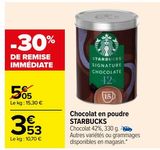 Chocolat en poudre STARBUCKS offre à 3,53€ sur Carrefour